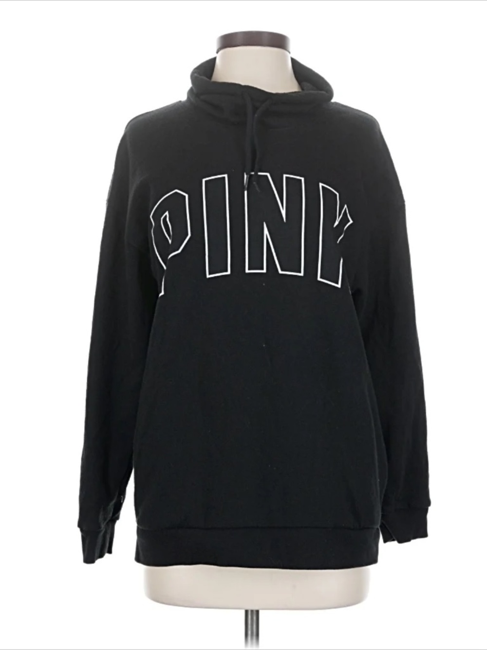 Pink black funnel neck hoodie with logo  - womens small, barely worn  Vs Victori